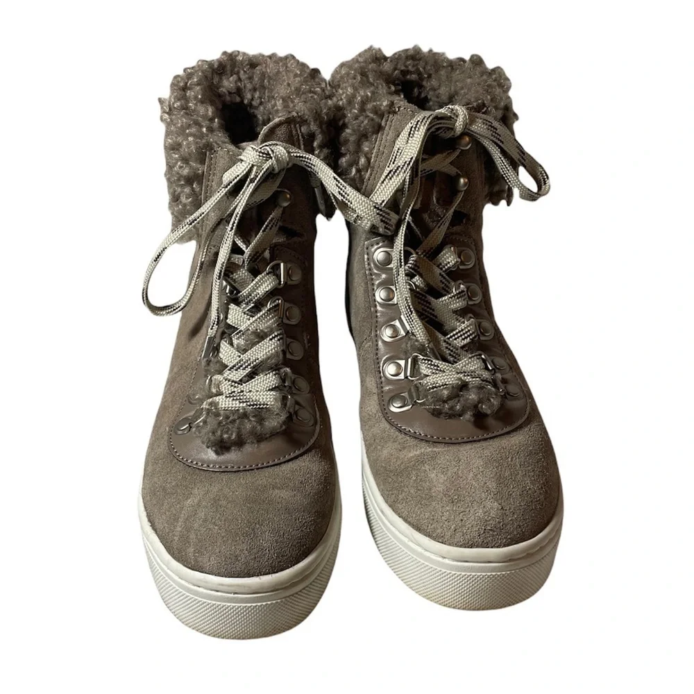 Sam Edelman Shearling Leather/Faux Sneakers Size 6.5 - Picture 2 of 8